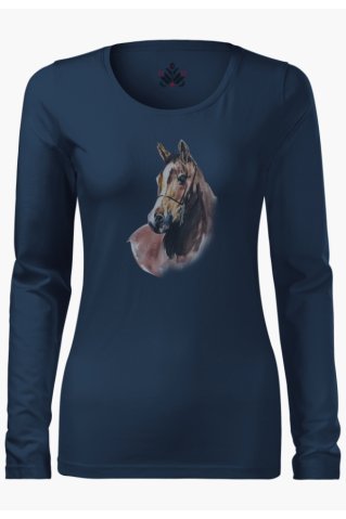 Dámské modré jezdecké tričko – dlouhý rukáv
