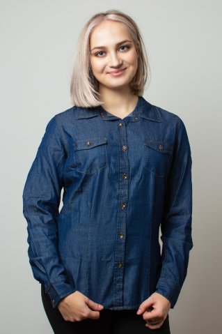 Dámská džínová košile s dlouhým rukávem 00322