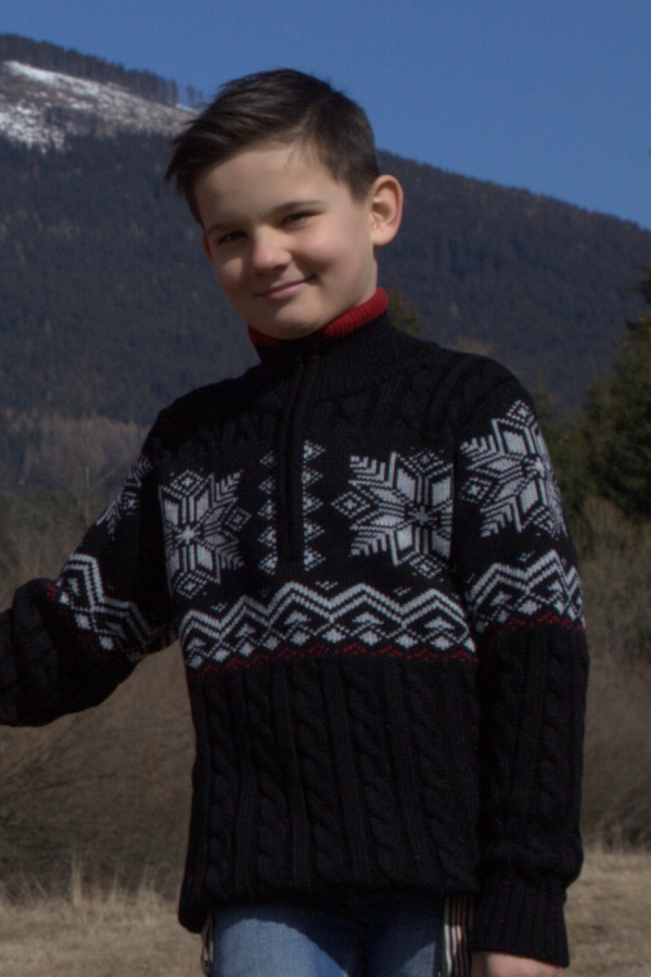 Pulover pentru copii model norvegian KIRKZ negru