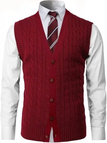 Herren Strickweste mit Knöpfen CrimBBA Bordeaux