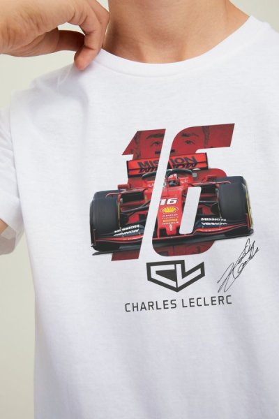 Leclerc F1 detské biele tričko
