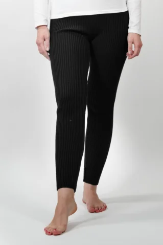 Damen Gestrickte Leggings Schwarz