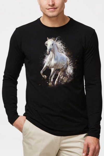 Horse2white pánské tričko 100% bavlna čierna
