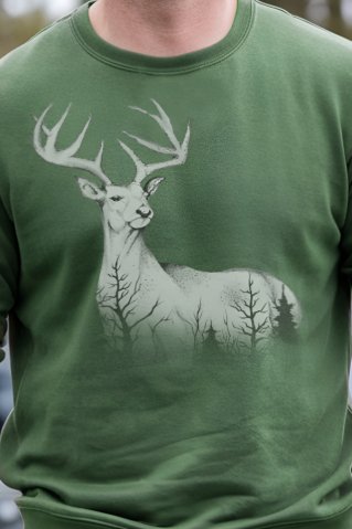 Ewident férfi vadászpulóver „Az erdő szelleme / Sziluett” – Olívazöld