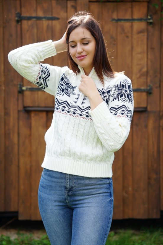 Dámsky biely nórsky sveter KIRKA-Z