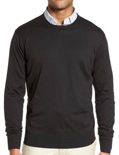 Egyszínű pamut pulóver fekete P2037B