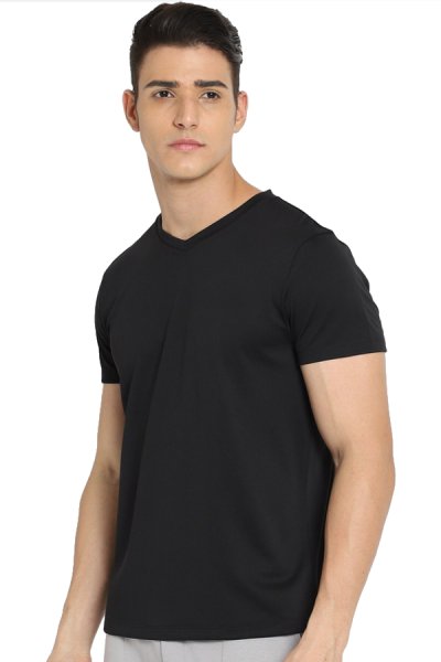 Tricou bărbați cu mâneci scurte 100% bumbac 32517G negru