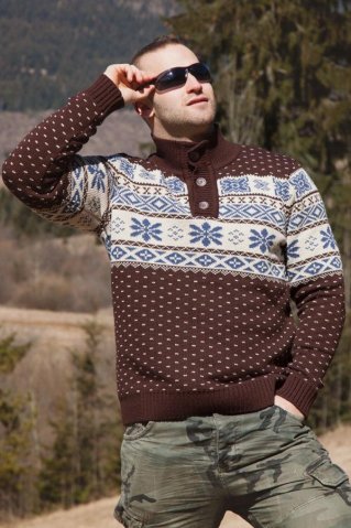 Kevin men's button-up sweater brown