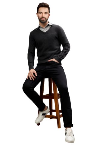 Bavlnený pulóver antracit