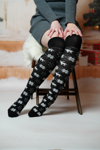 Șosete de Crăciun rosu lung 9379 negru