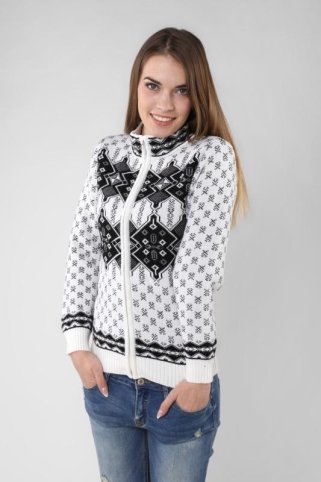 Moderan bijeli ženski zimski pulover – norveški dizajn Kena-Az