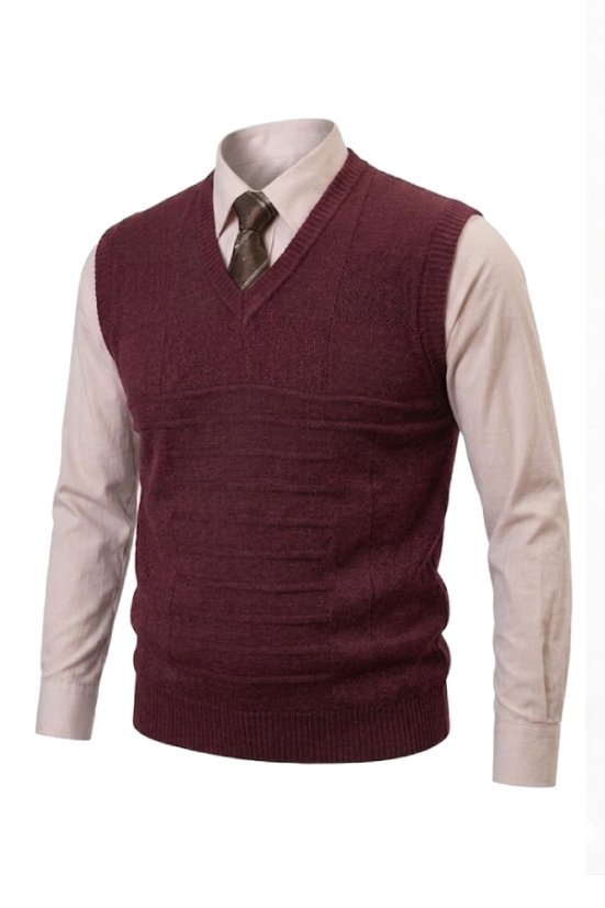 Muški pleteni prsluk Ewident – Elegantno pletivo, bordo