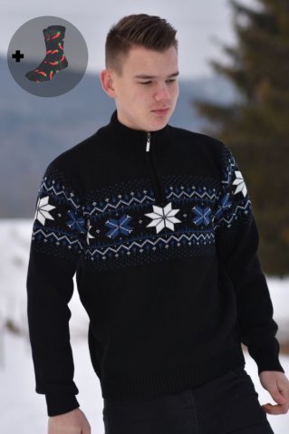 Herrenpullover mit norwegischem Muster Miro Z schwarz