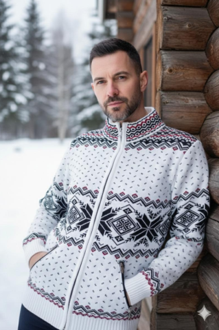 Norský svetr s kapsami Orio AZ_bílá