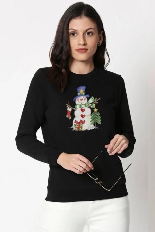 Ewident Cutesnow női téli pulóver – Hóemberes fekete