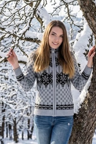 Pulover gri de iarnă pentru femei – design norvegian Kena-Az