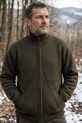 Poľovnícky sveter na zips Bundosveter