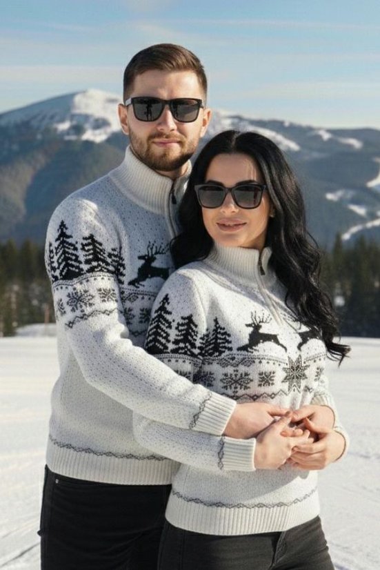 Muški džemper s jelenom Oliver-Z natur | Topli zimski džemper