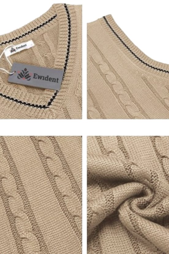 Muški bež pleteni prsluk | Ewident