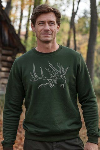 Pánska poľovnícka mikina Ewident – Silueta divočiny (Jeleň)
