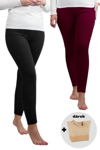 Damskie Dziane Legginsy 2 szt.  Czarne + bordo