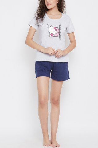 Krótka piżama damska Hellokitty szara