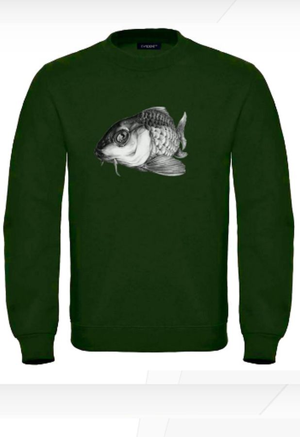 Pánská mikina pro rybáře potiskem Fish6 zelená