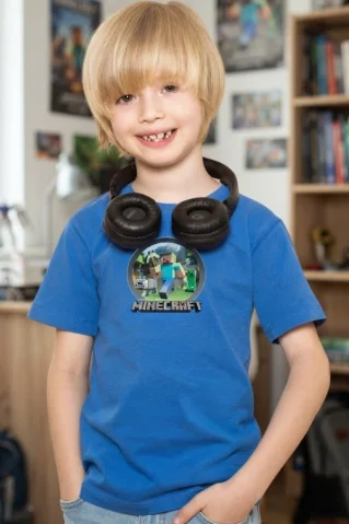 Minecraft detské tričko modré