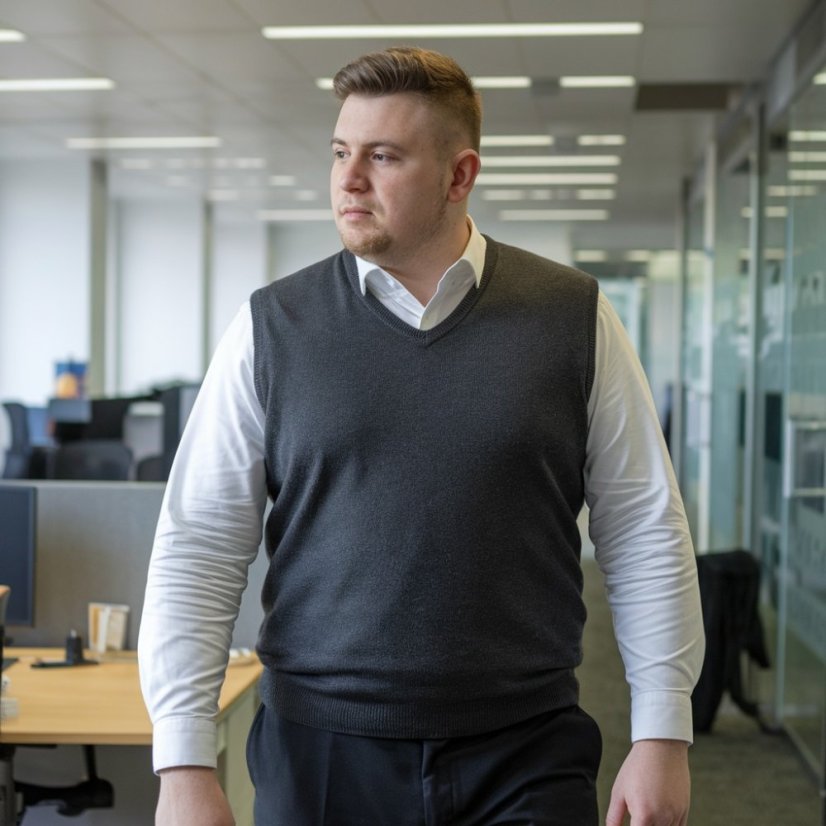 Pánska pletená vesta P2037BBbig grafit 3XL - 6XL