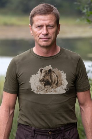 Muška lovačka majica – Divlja svinja u šumi