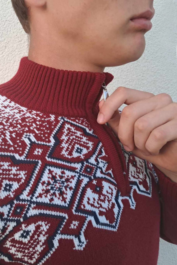 Pánsky sveter na zips Winti-Z bordo
