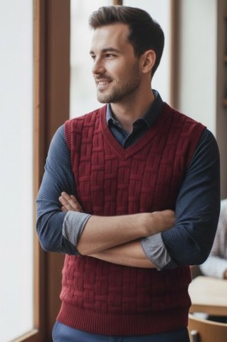 Férfi kötött mellény Otto BB bordó