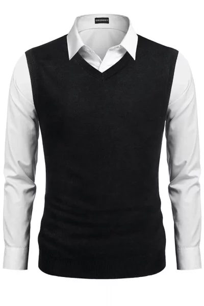 Pánska pletená vesta JVP2037BB čierna