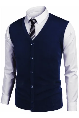 Modrá vesta na zapínanie 33719