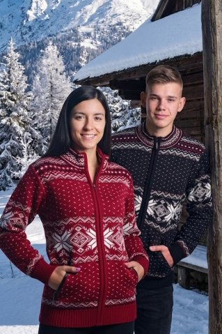 Orio-AZ muški crni vuneni pulover s norveškim uzorkom i džepovima