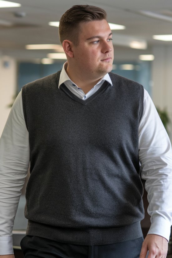 Pánska pletená vesta P2037BBbig grafit 3XL - 6XL