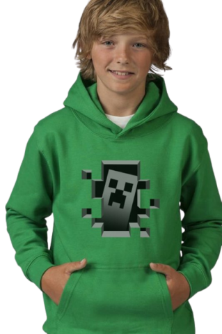 Minecraft detská zelená mikina s kapucňou Minekuki