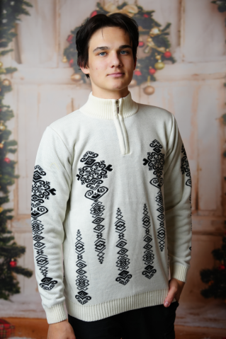 Męski naturalny norweski sweter Folk-Z