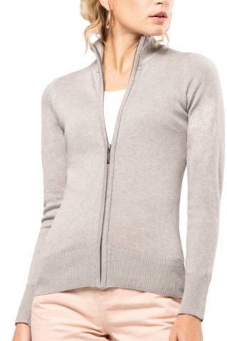 Damski sweter na długi zamek 44962 szary