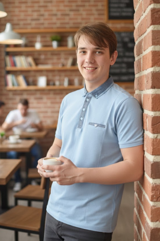 Slim fit modra polo majica Davos